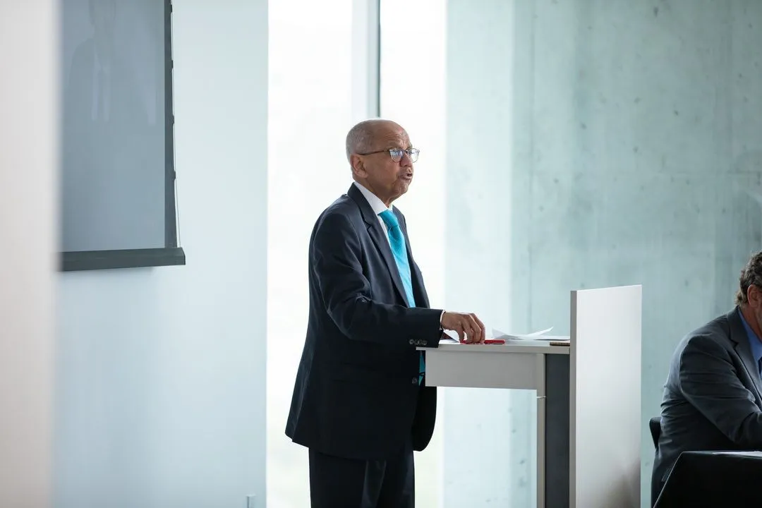 Photo of AFAvH board member Sumit Ganguly presenting at an event.