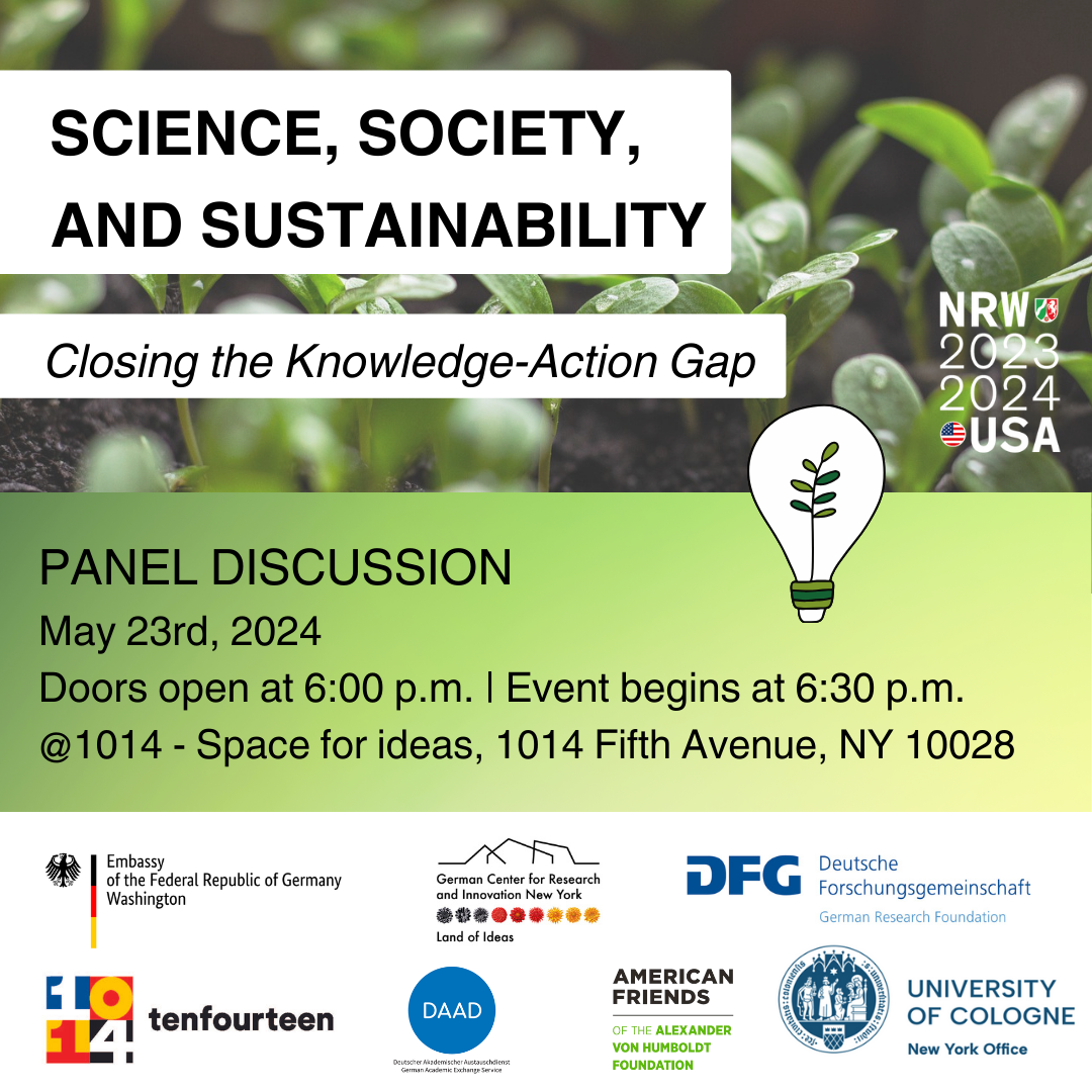 Visual representation of a panel discussion for the NRW-USA 2023-2024 year, emphasizing academic collaboration.