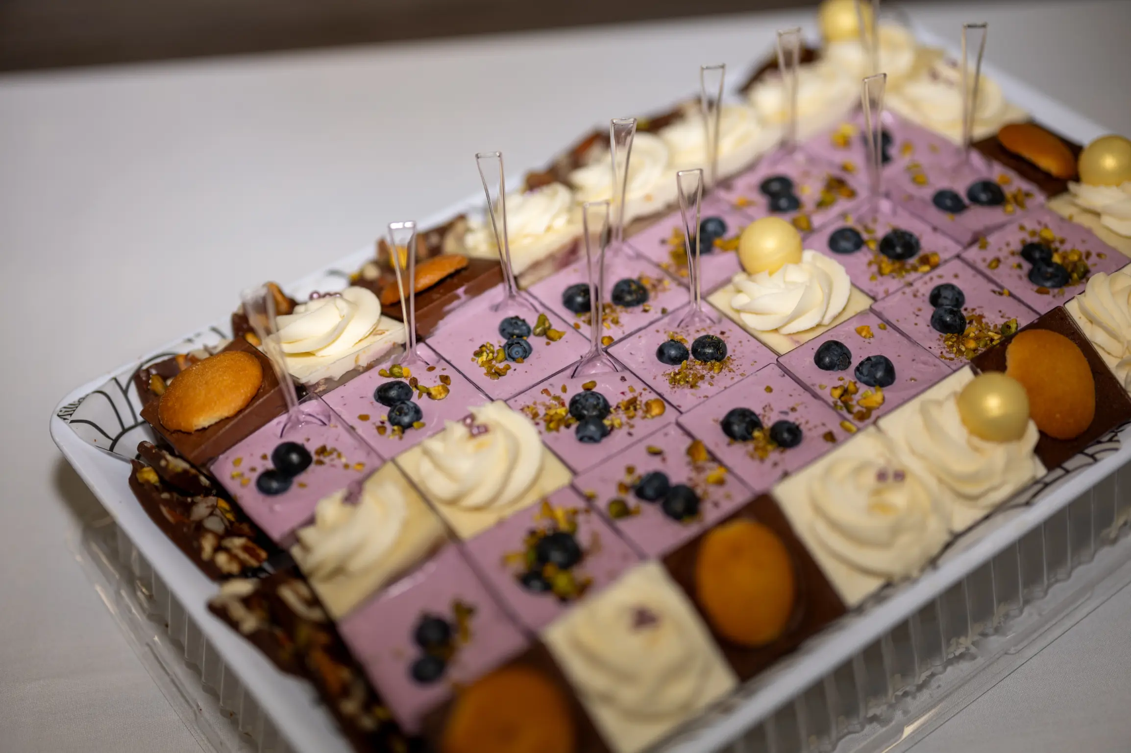 Image of dessert tray at office event.